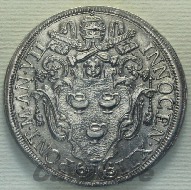 5489 - Roma Innocenzo XII 1/2 Piastra Ag 1698 -R-